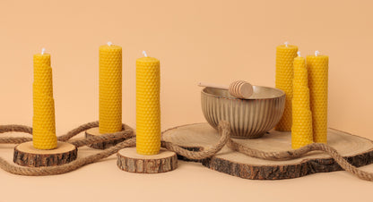 Rolované medové sviečky (4 ks) - 13,5 x 3,5 cm