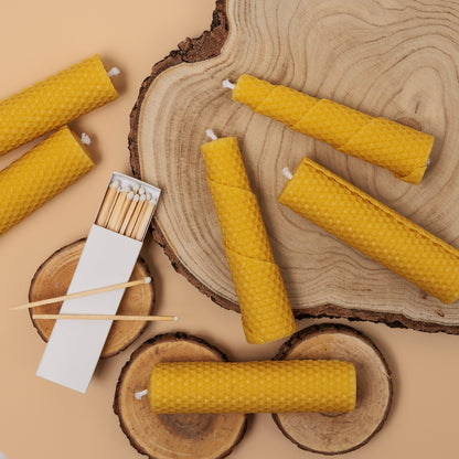 Rolované medové sviečky (4 ks) - 13,5 x 3,5 cm