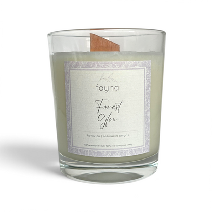 Sójová sviečka FAYNA Forest Glow 180 g s dreveným knotom