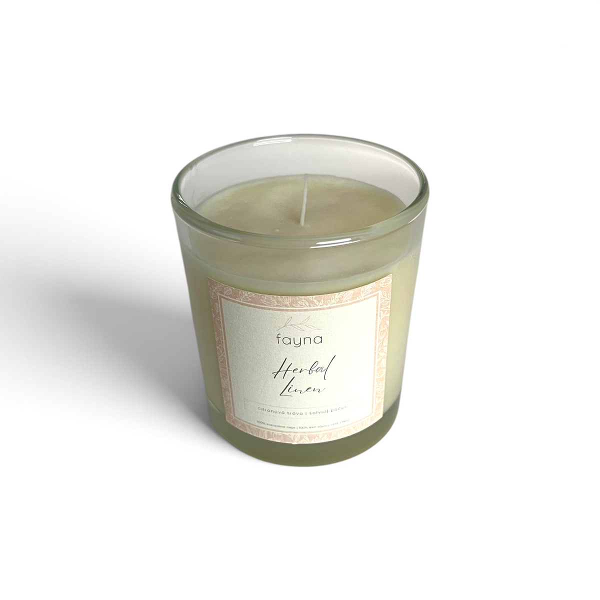Sviečka Herbal Linen – pohľad zboku