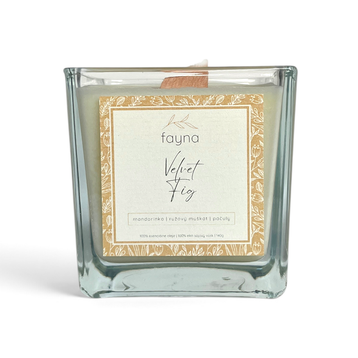 Sójová sviečka FAYNA Velvet Fig 220 g v hranatom skle